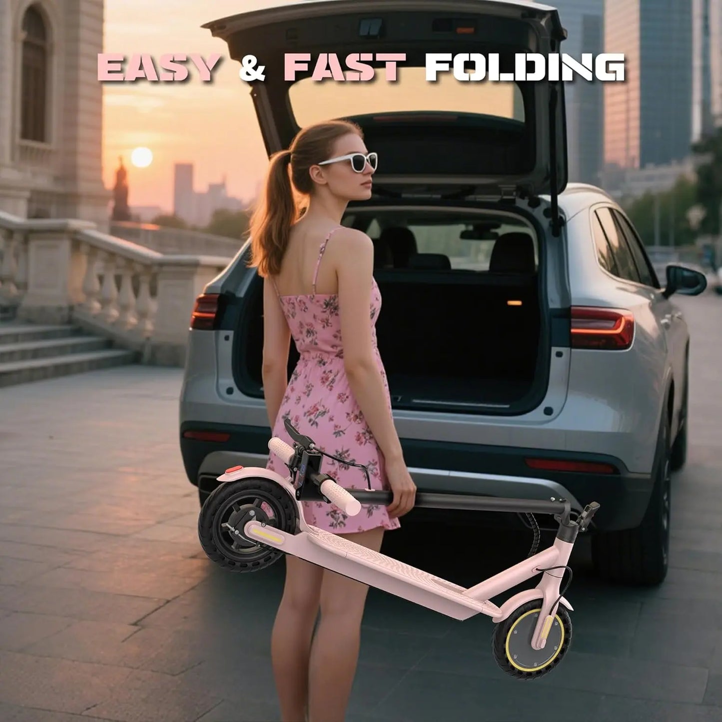 Electric Scooter with 500/350W Motor, 10"/8.5" Solid Tires, Speeds up to 22/19 MPH, and Ranges of 25/15 Miles - Foldable Commuter E-Scooter for Adults and Teens