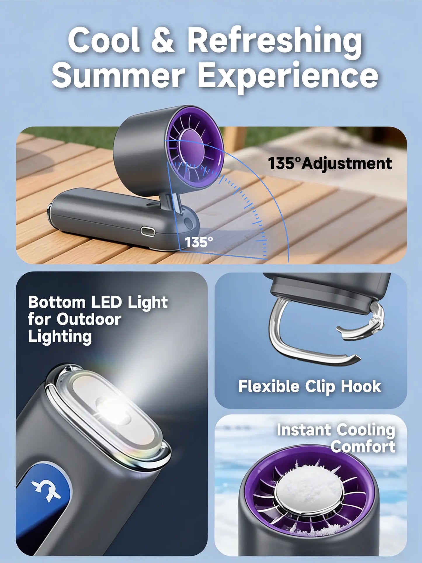 High-Speed Portable Handheld Fan with 199 Adjustable Levels, Foldable Design for Summer Travel and Outdoor Activities