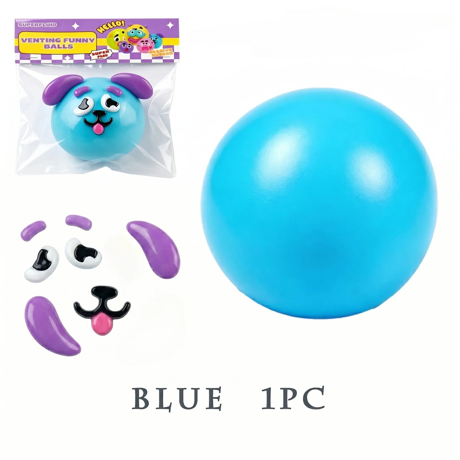 Rainbow Stress Relief Squishy Balls - Slow Rising Fidget Toys for Anxiety Management, DIY Dog Face Swap, Soft Sensory Desk Accessory, Perfect Gifts for Adults