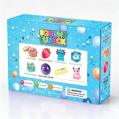 8-Piece Malt Sugar Stress Relief Fidget Toy Collection, Innovative Sensory Set Featuring Slow-Return Squishies in 8 Distinct Designs