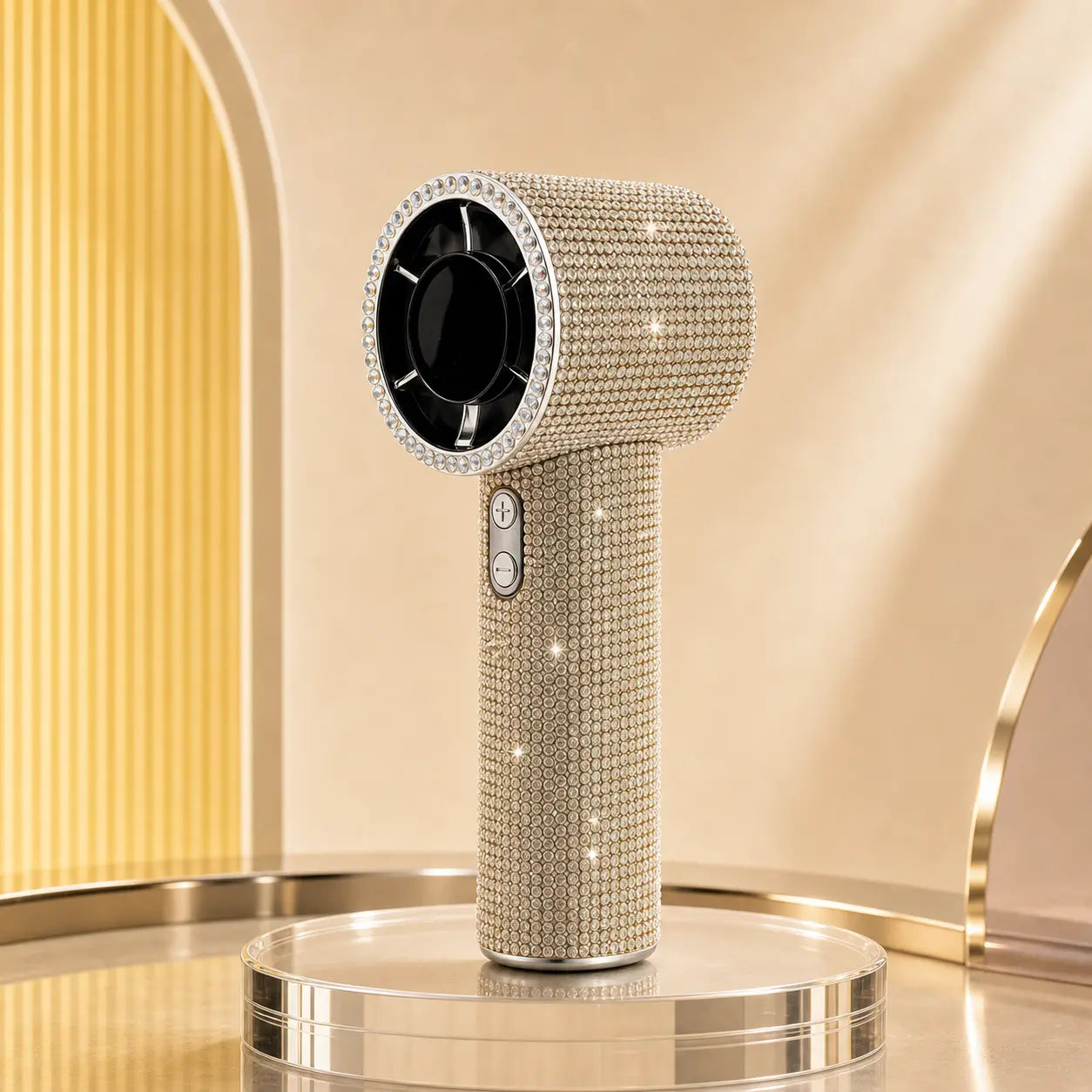 Bling Queen Diamond Handheld Fan - Portable Mini Fan with Digital Display, Adjustable Speed, Rechargeable for Travel, Makeup, Outdoor Use, Ideal Gift for Women