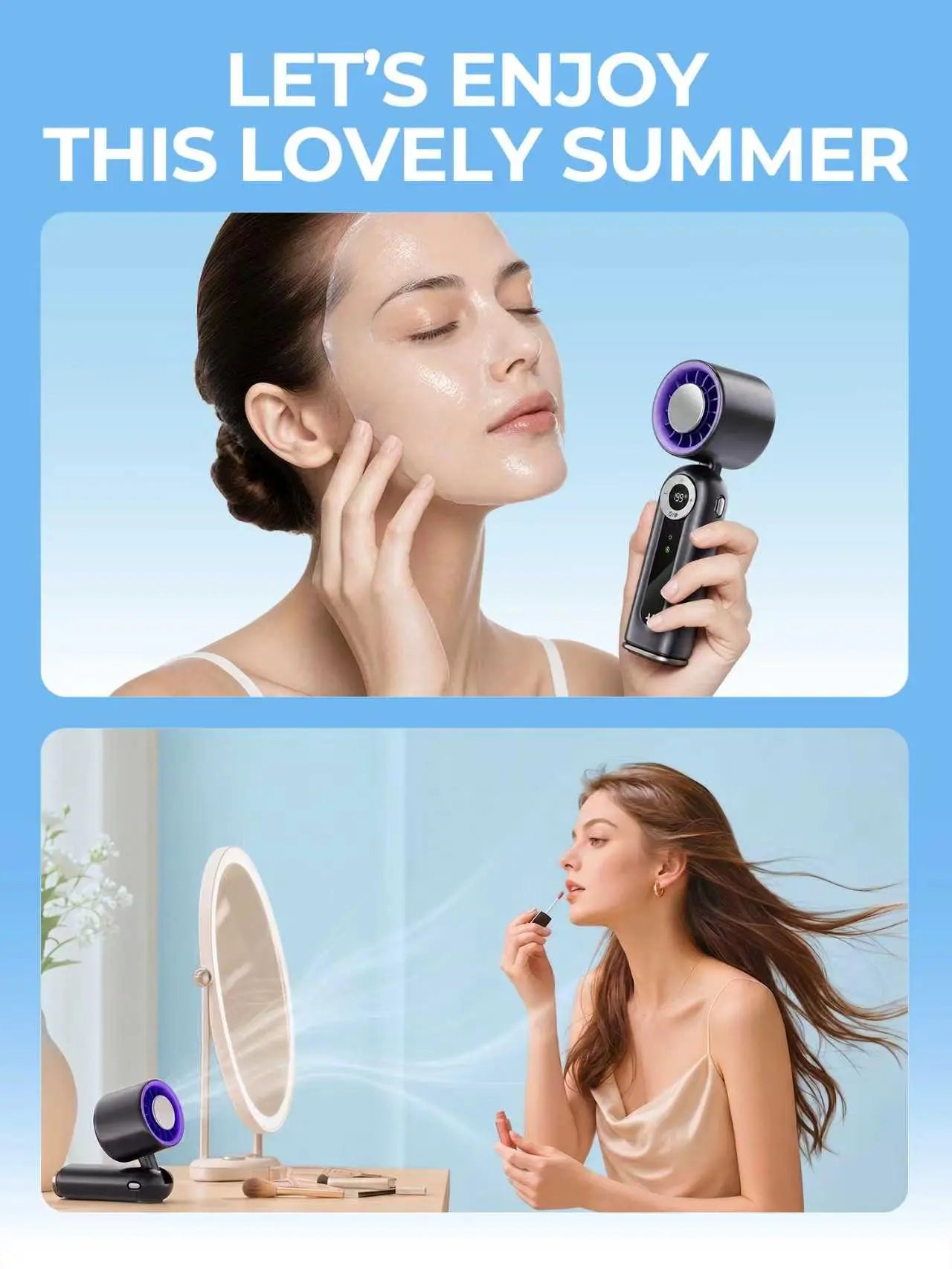 High-Speed Portable Handheld Fan with 199 Adjustable Levels, Foldable Design for Summer Travel and Outdoor Activities