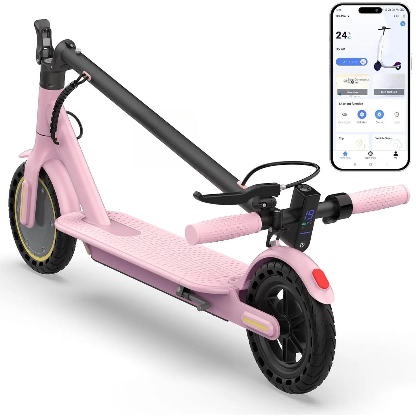 Electric Scooter with 500/350W Motor, 10"/8.5" Solid Tires, Speeds up to 22/19 MPH, and Ranges of 25/15 Miles - Foldable Commuter E-Scooter for Adults and Teens