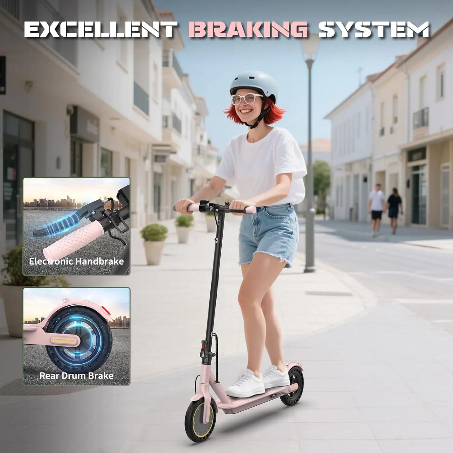 Electric Scooter with 500/350W Motor, 10"/8.5" Solid Tires, Speeds up to 22/19 MPH, and Ranges of 25/15 Miles - Foldable Commuter E-Scooter for Adults and Teens