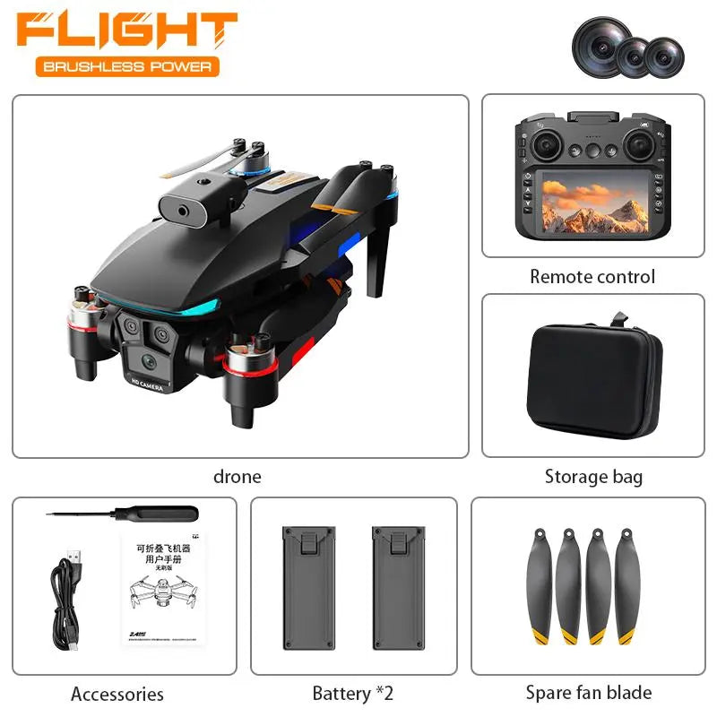 MREGB 2026 New RC Drone with Built-In Screen, HD Shooting Quadcopter Design, LED Lights, Obstacle Avoidance, Novice-Friendly Cool Gadget for Family Outdoor Fun & Gifting, Black Camera, Drones & Accessories, Cool Gadgets Summerwins