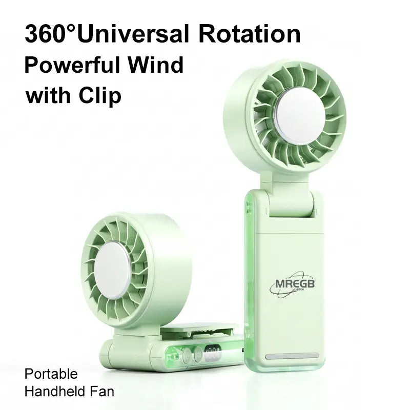 MREGB Portable Hands-Free Waist Clip Fan, 360° Rotatable Head, Digital Battery Display, Rechargeable Mini Cooler for Outdoor Sports, Travel, Portable Fan Summerwins,Summerwins