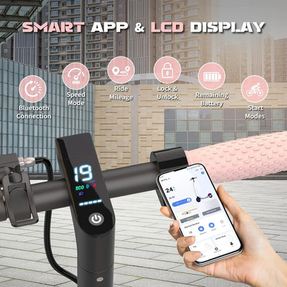 Electric Scooter with 500/350W Motor, 10"/8.5" Solid Tires, Speeds up to 22/19 MPH, and Ranges of 25/15 Miles - Foldable Commuter E-Scooter for Adults and Teens
