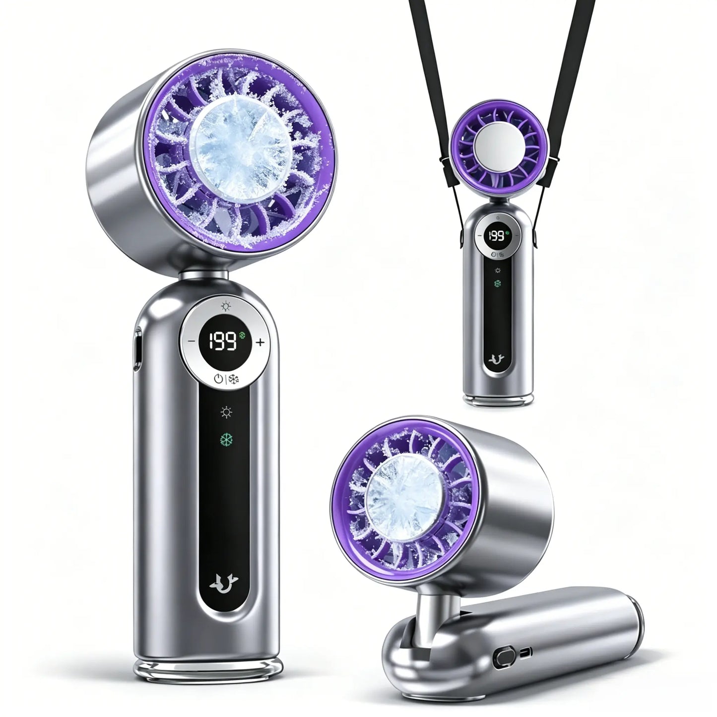 High-Speed Portable Handheld Fan with 199 Adjustable Levels, Foldable Design for Summer Travel and Outdoor Activities