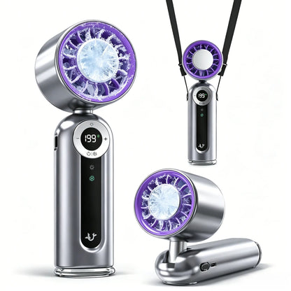 High-Speed Portable Handheld Fan with 199 Adjustable Levels, Foldable Design for Summer Travel and Outdoor Activities