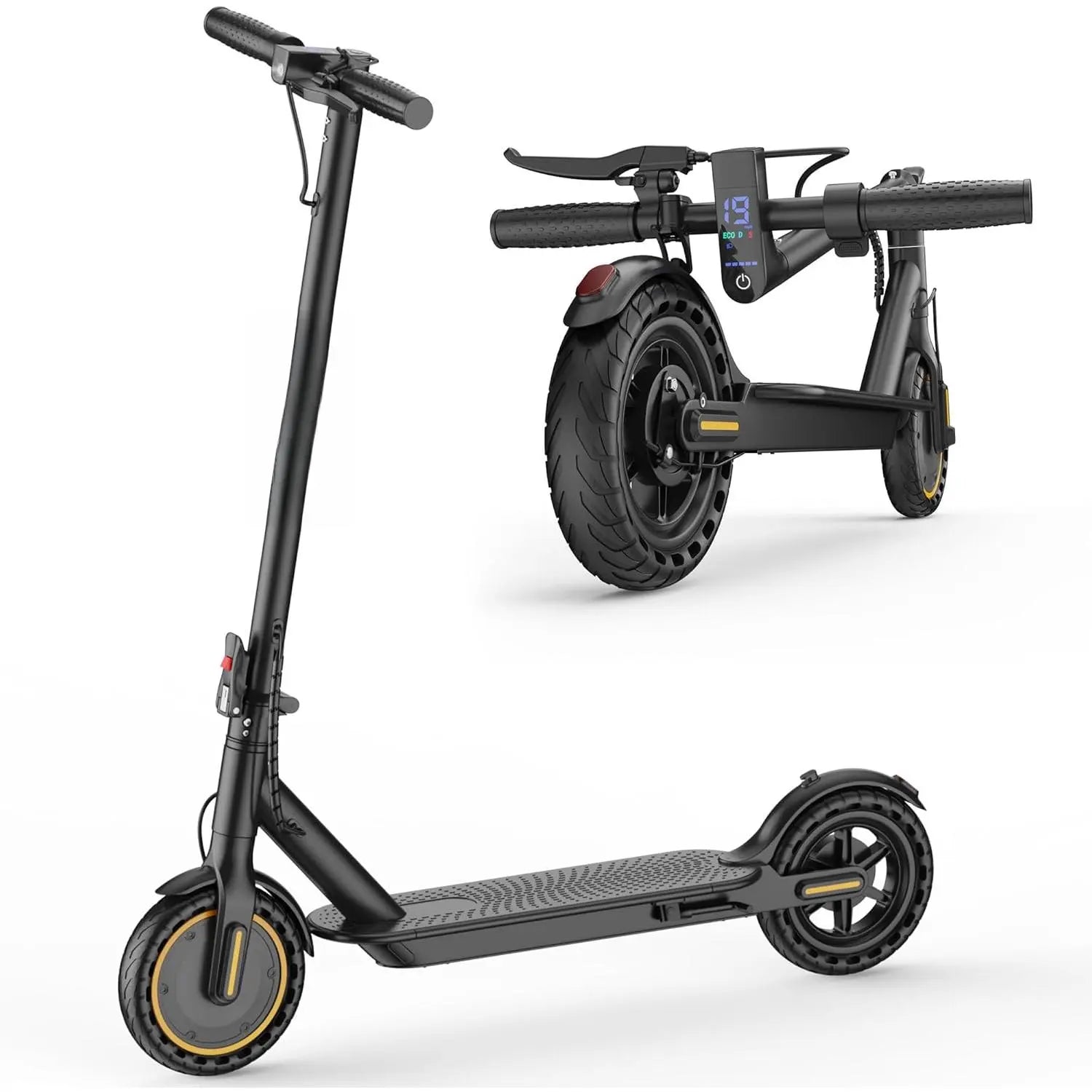 Electric Scooter with 500/350W Motor, 10"/8.5" Solid Tires, Speeds up to 22/19 MPH, and Ranges of 25/15 Miles - Foldable Commuter E-Scooter for Adults and Teens