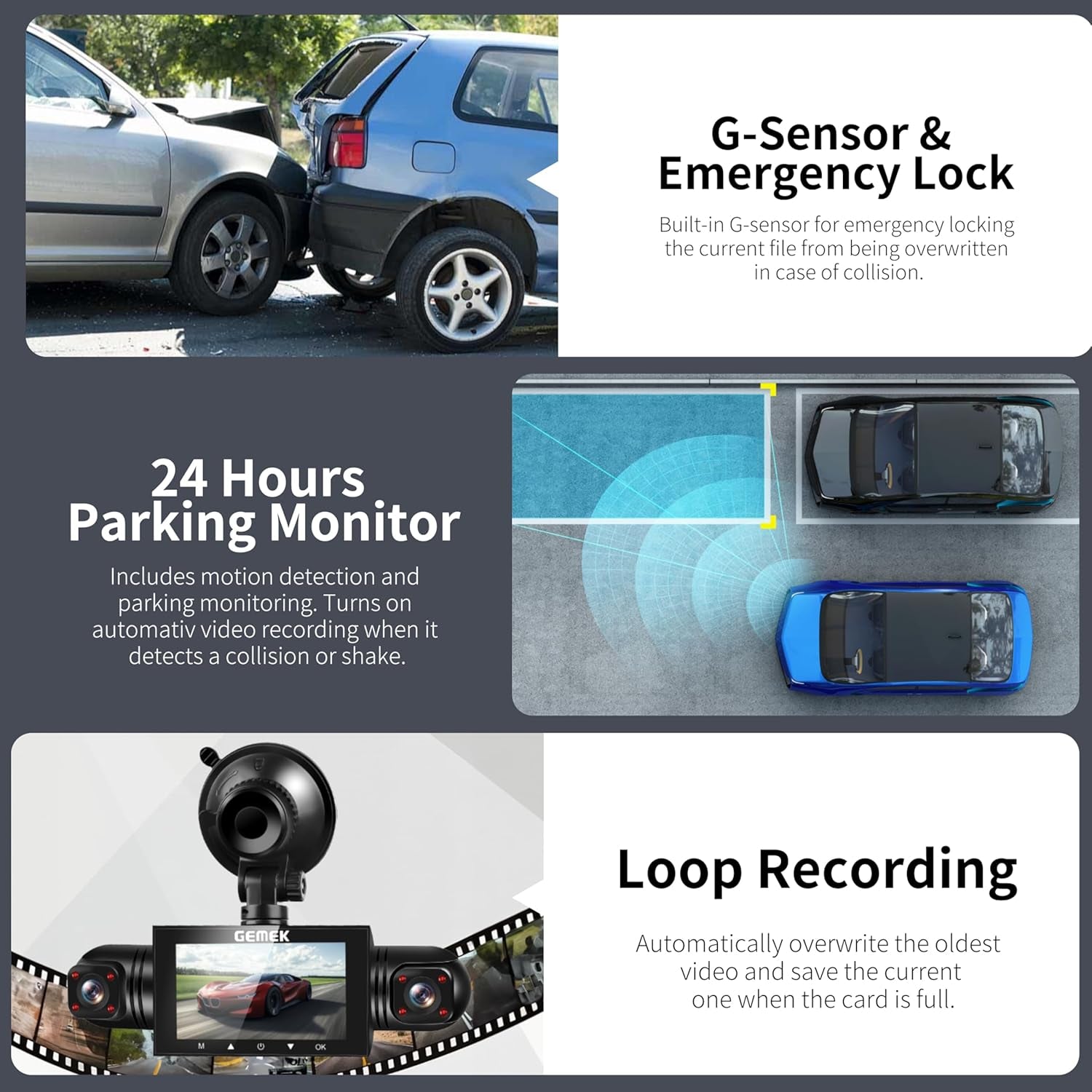 Capture Every Angle with Our 4 Channel 360° Dash Cam! 🚗✨ Enjoy 5G Wifi, APP Control, and 2K Clarity Front & Rear. Bonus: Free 64GB TF Card & Night Vision for Ultimate Safety! #DashCam #CarSafety