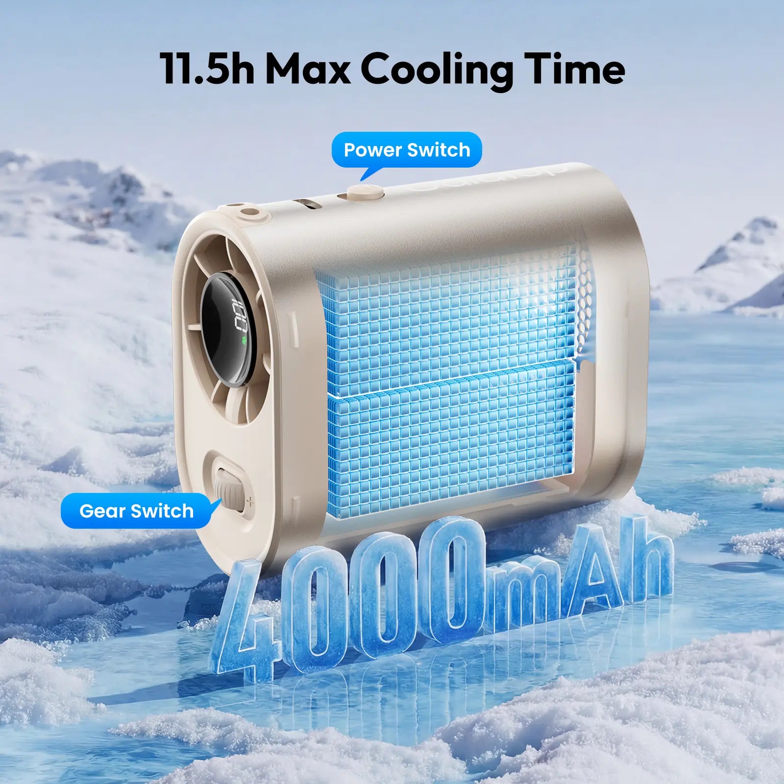 GAIATOP 100 Speed Turbo Portable Clip-On Fan - 15000RPM High-Performance Hands-Free Personal Fan for Outdoor Use