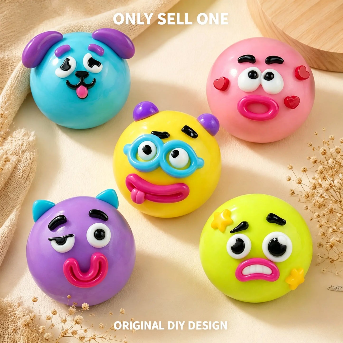 Rainbow Stress Relief Squishy Balls - Slow Rising Fidget Toys for Anxiety Management, DIY Dog Face Swap, Soft Sensory Desk Accessory, Perfect Gifts for Adults