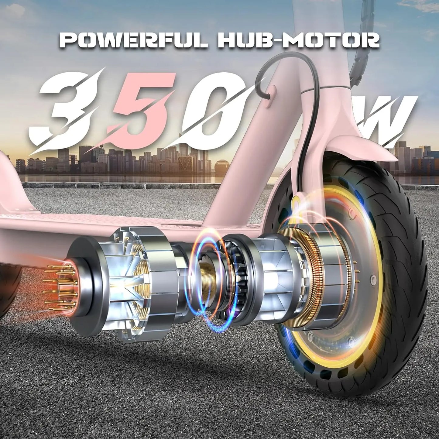 Electric Scooter with 500/350W Motor, 10"/8.5" Solid Tires, Speeds up to 22/19 MPH, and Ranges of 25/15 Miles - Foldable Commuter E-Scooter for Adults and Teens