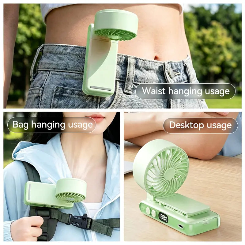 MREGB Portable Hands-Free Waist Clip Fan, 360° Rotatable Head, Digital Battery Display, Rechargeable Mini Cooler for Outdoor Sports, Travel, Portable Fan Summerwins,Summerwins